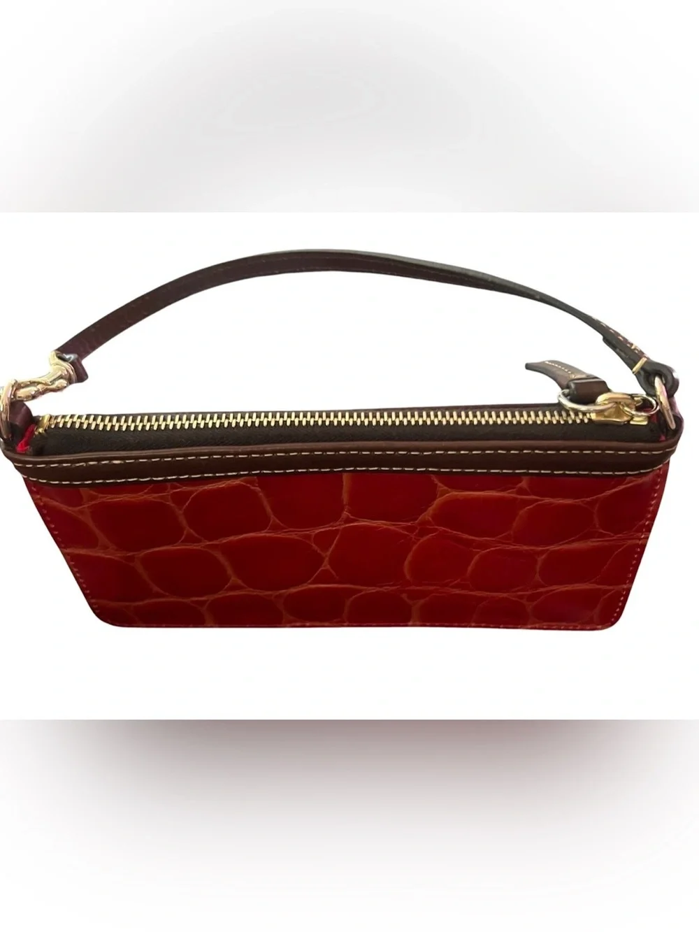 Dooney & Bourke Croc-embossed Leather Zip Wristlet, In Red